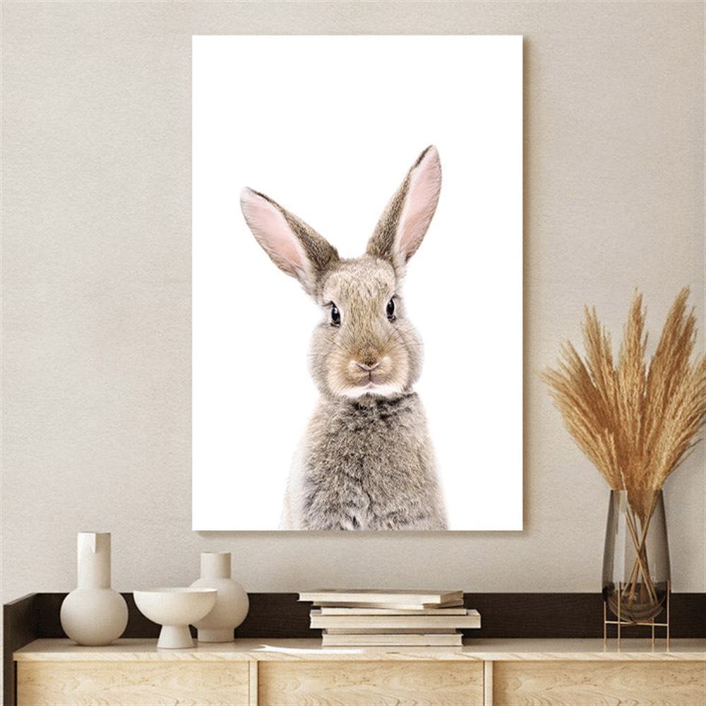 Baby Bunny And Happy Easter Day Easter Wall Art – Christian Canvas – Jesus Home Decor – Gift For Christian