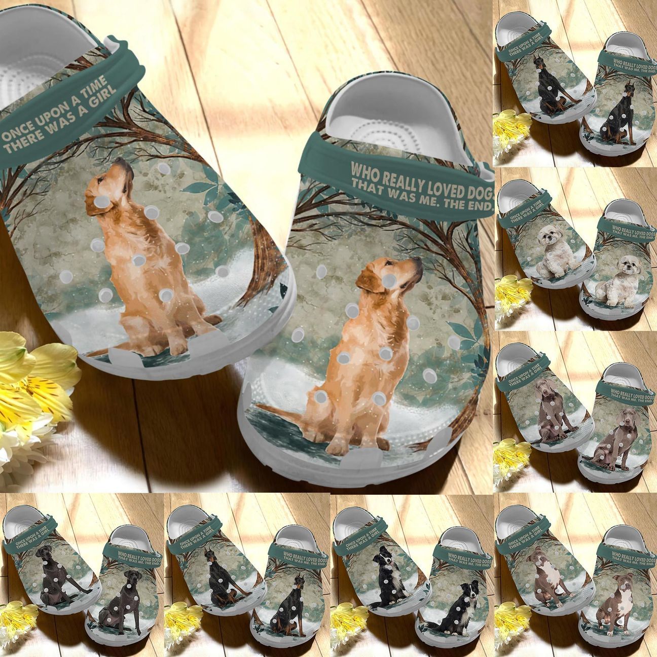 Dogs Personalize Clog, Custom Name, Text, Fashion Style For Women, Men, Kid, Print 3D Whitesole Once Upon A Time