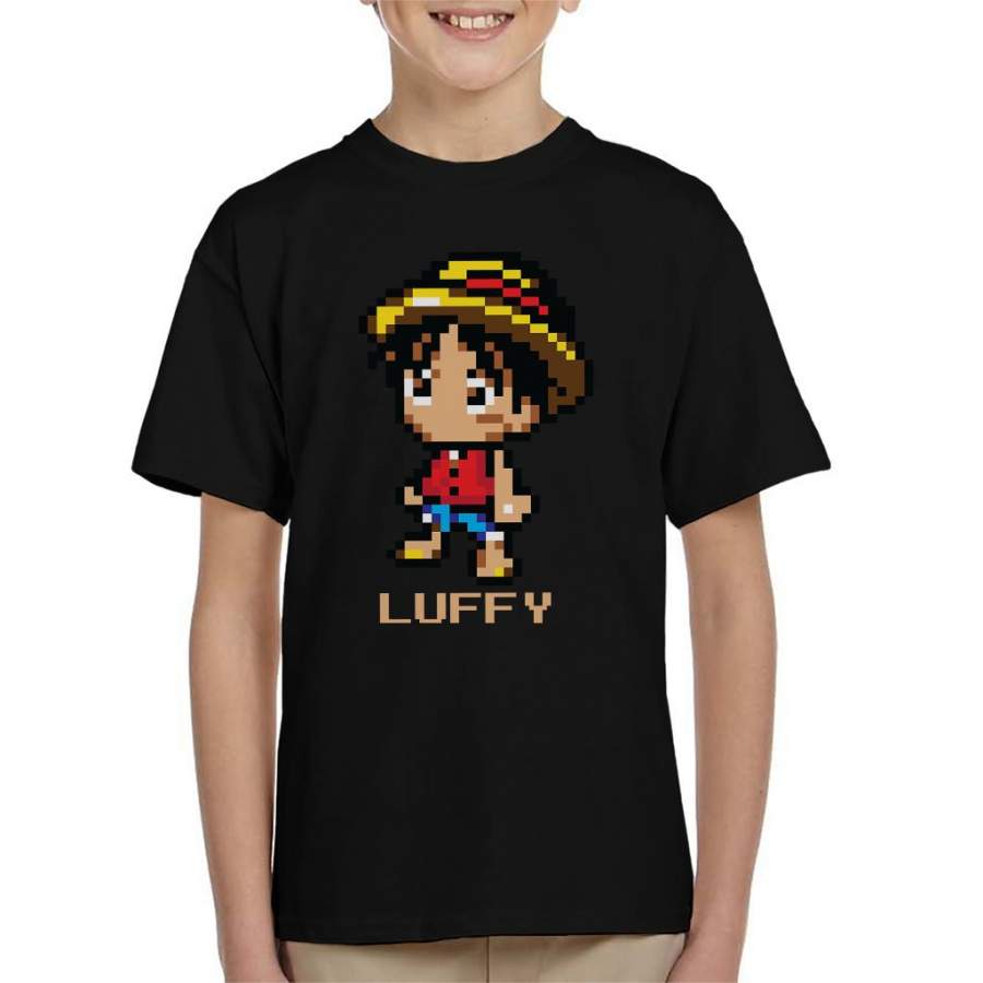 Monkey D Luffy Pixel Character One Piece Kid’s T-shirt