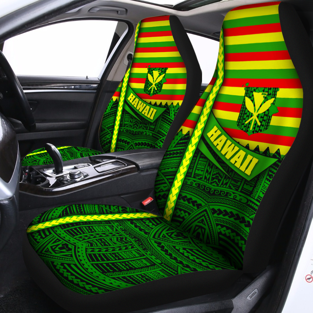 Alohawaii Hawaiian Kanaka Maoli Yellow and Green Car Seat Covers