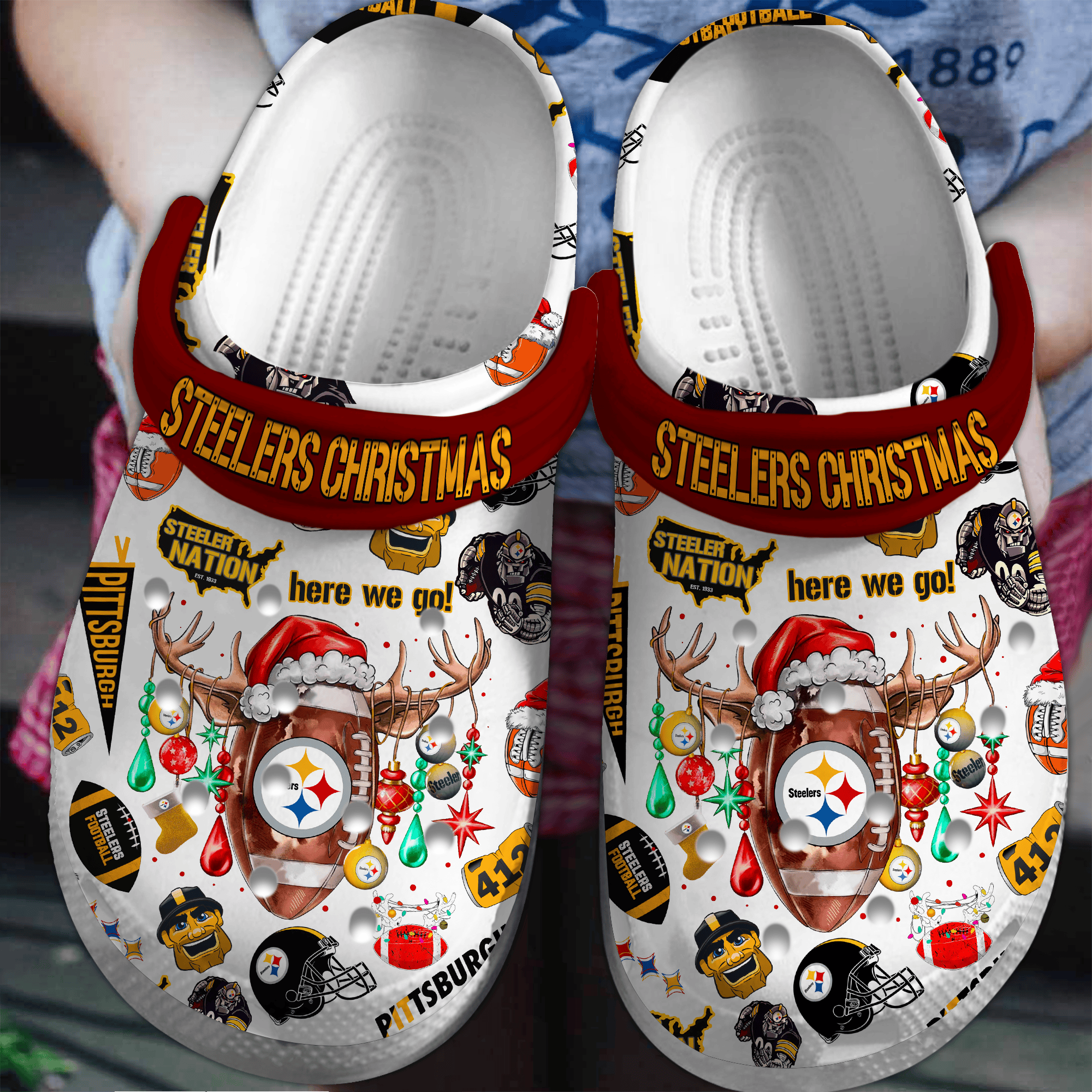 Merry Christmas Pittsburgh Penguins NHL Sport Crocss Crocband Clogs Shoes Comfortable For Men Women and Kids