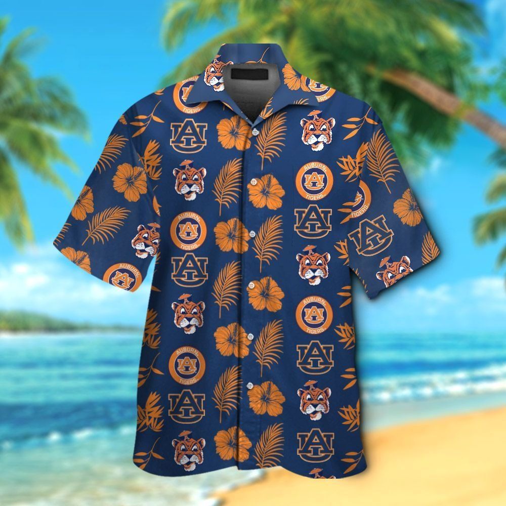 Hawaiian Auburn Tigers Short Sleeve Shirt Button Up Tropical