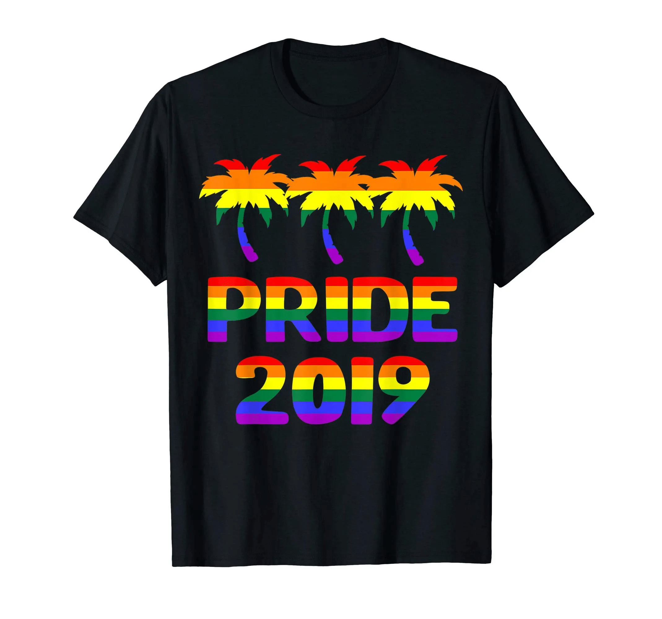 Pride 2019 Shirt Lgbt Rainbow Palm Trees Tshirt Women Men T-Shirt