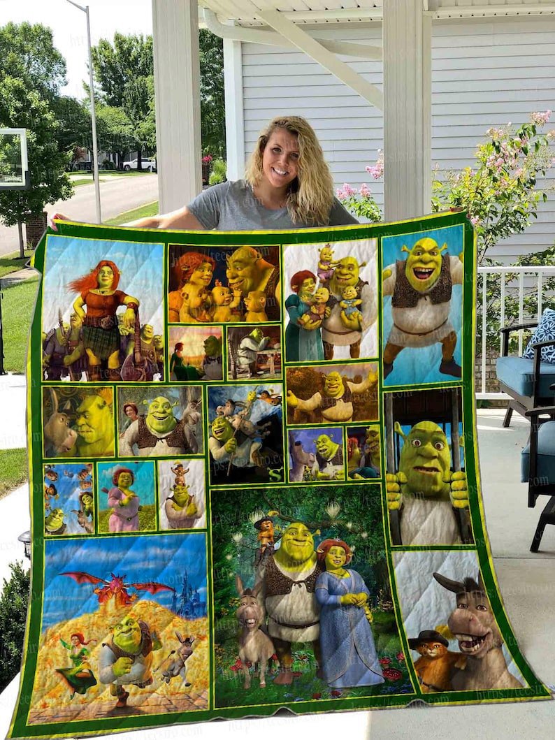 Shrek Movie Quilt Blanket, Shrek Inspired Blanket, Shrek Bedding