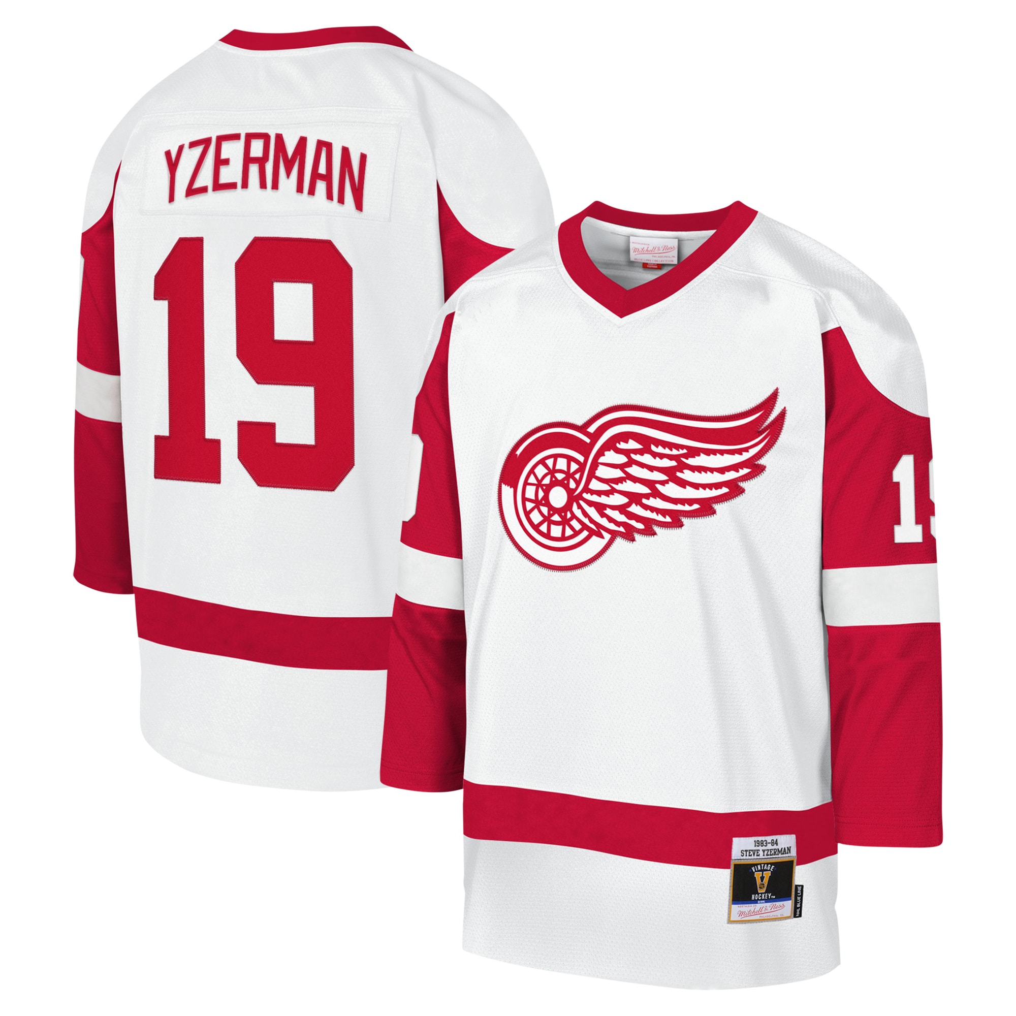 Steve Yzerman Detroit Red Wings Mitchell & Ness Youth 1983-84 Blue Line Player Jersey – White