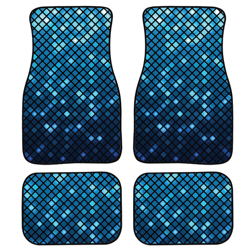 Blue Disco Lights Pattern Print Front And Back Car Floor Mats, Front Car Mat