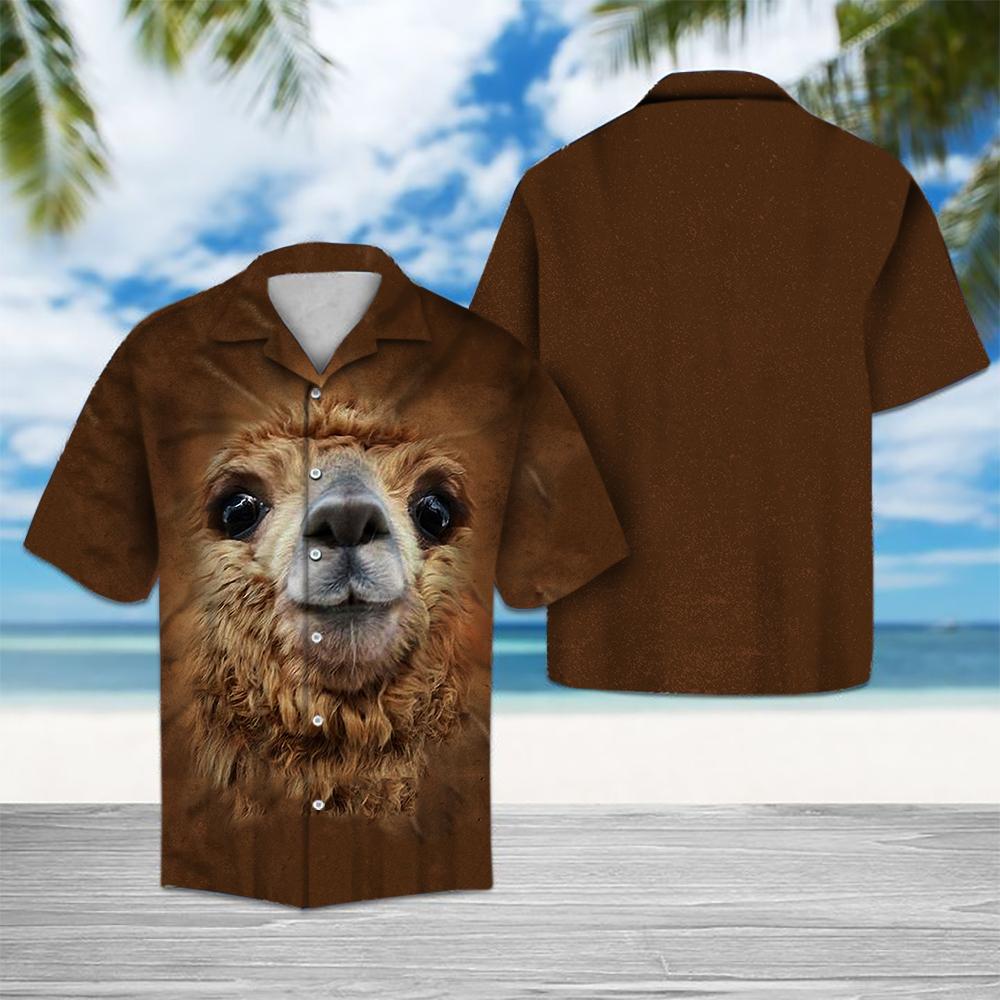 Brown Alpaca Hawaiian Shirt Summer Button Up For Men, Women, Couple