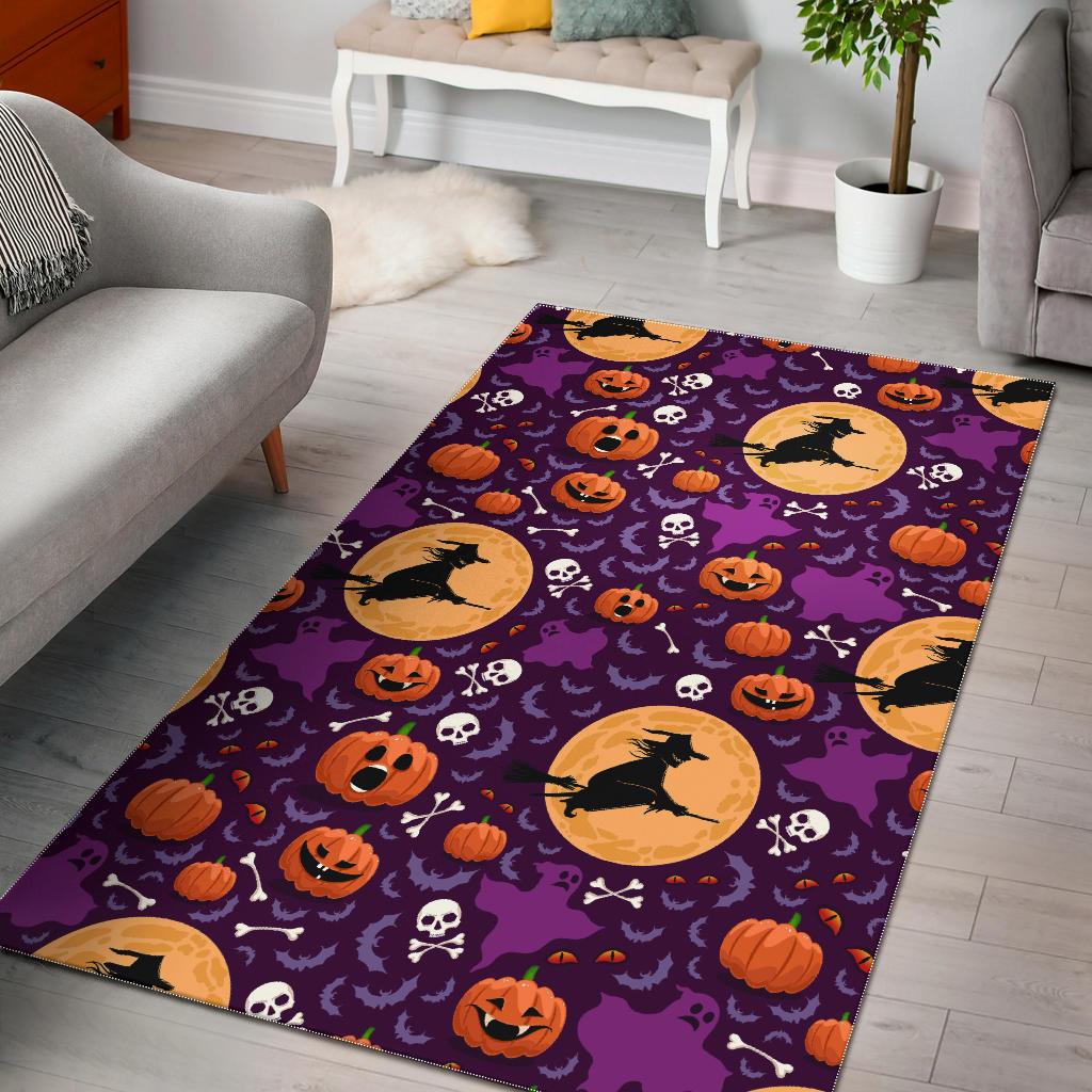 Halloween Pumpkin Witch Pattern Area Rug