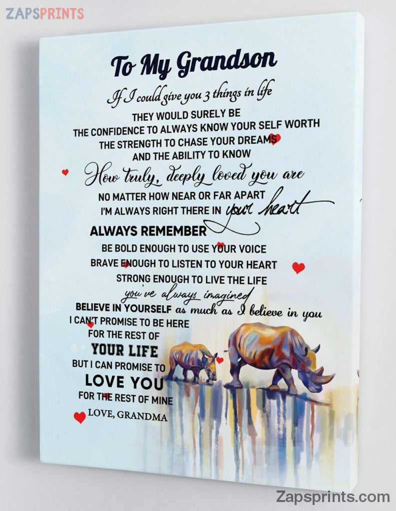 Grandchildren Canvas  – To My Grandson – From Grandma – Framed Canvas Gift Gms051 – Drandkids Canvas Artblankets.