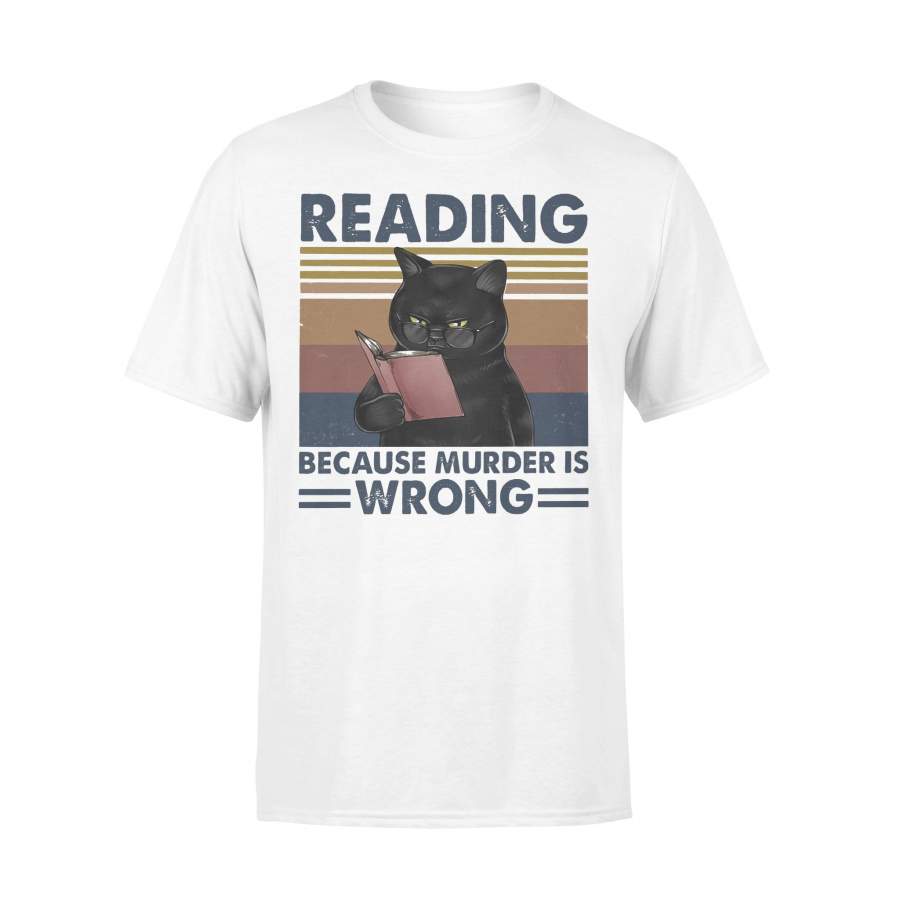 Reading Because Murder Is Wrong Cat Vintage T-shirt