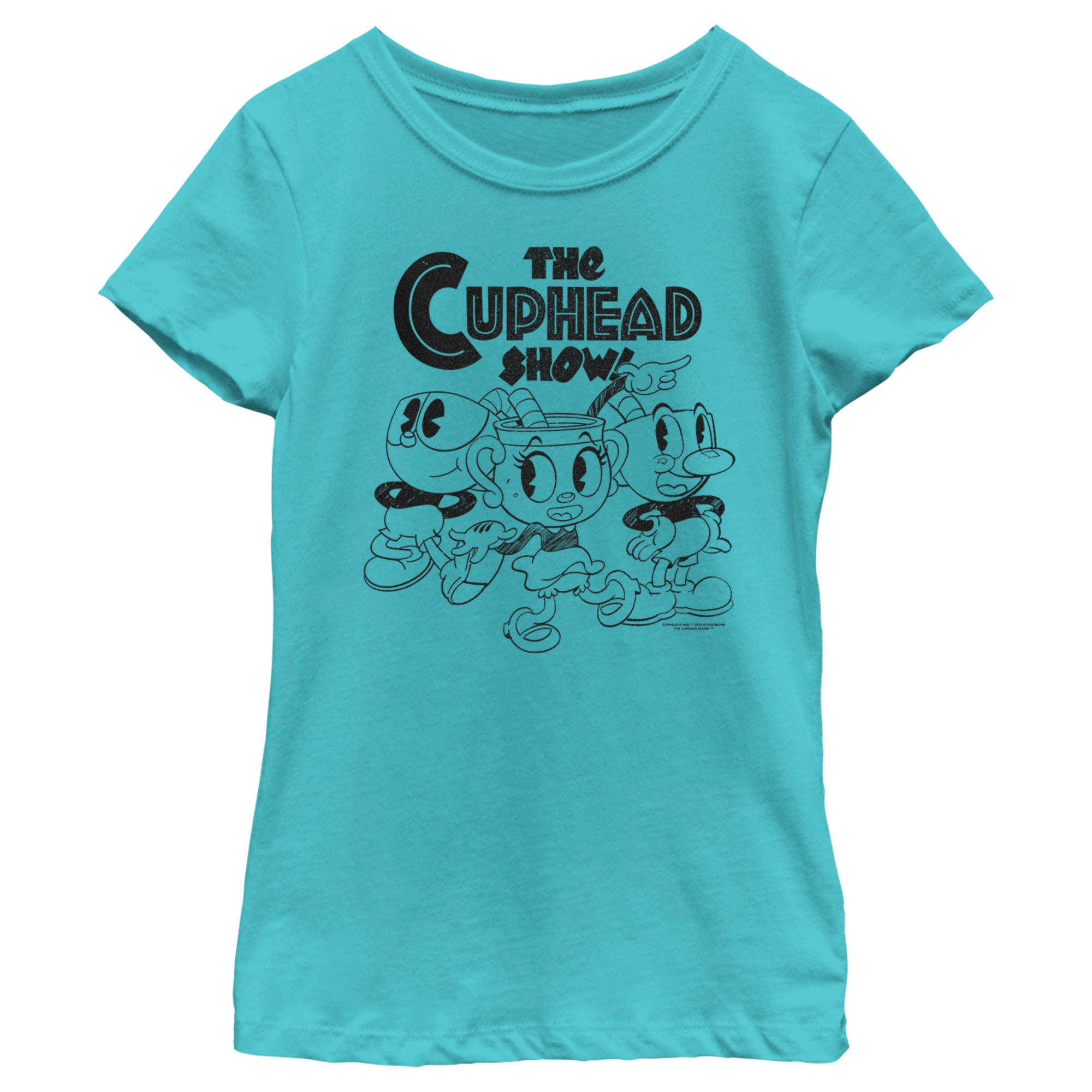 Girl’S The Cuphead Show! Mugman Ms. Chalice And Cuphead Outlines T-Shirt