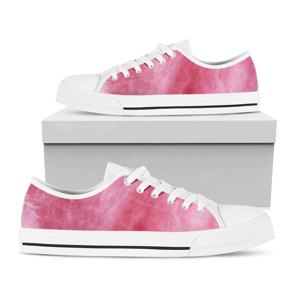 Pink Cotton Candy Print White Low Top Shoes