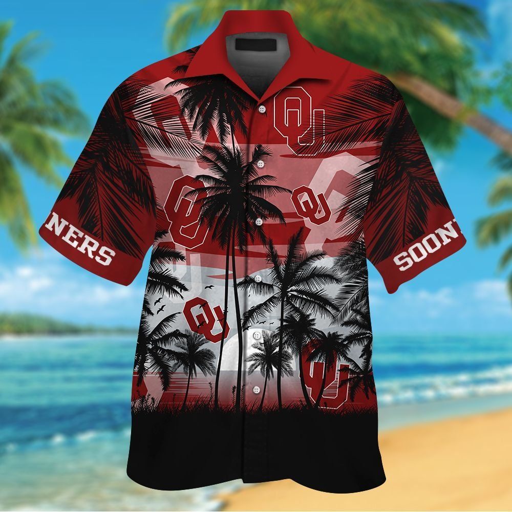 Oklahoma Sooners Hawaiian Short Sleeve Button Up Tropical Shirt