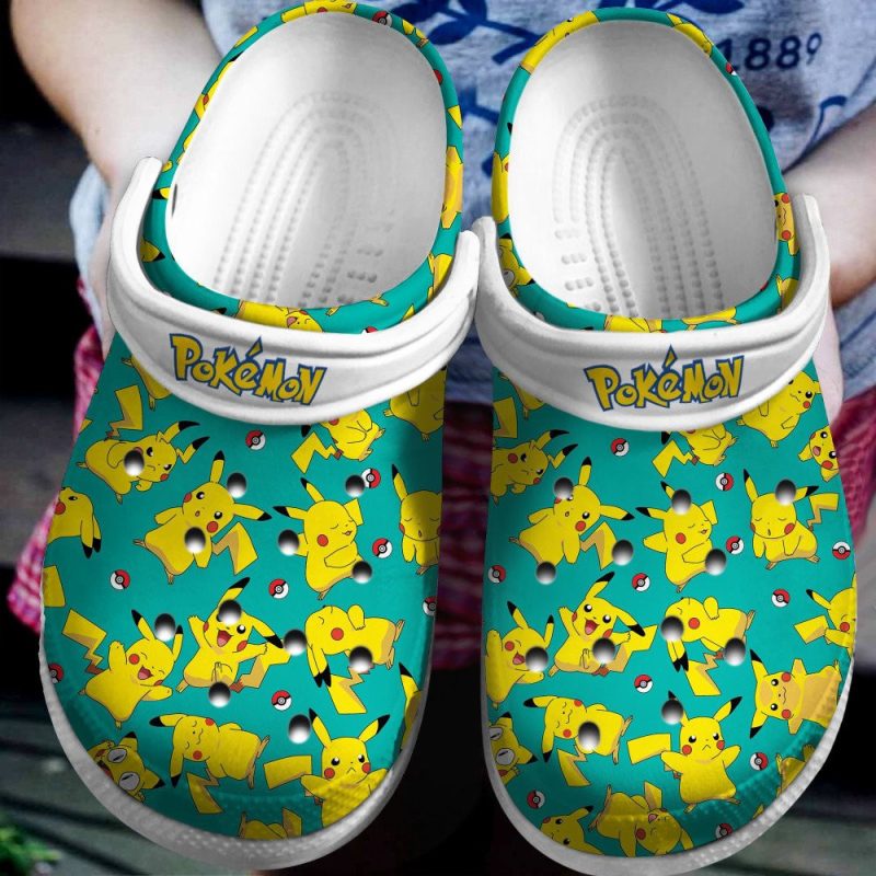 So Cute Pikachu Pokemon Green Clogs Shoes