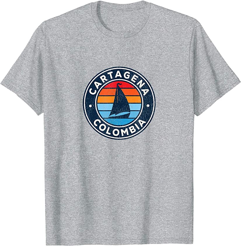 Cartagena Colombia Vintage Sailboat Retro 70s T-Shirt