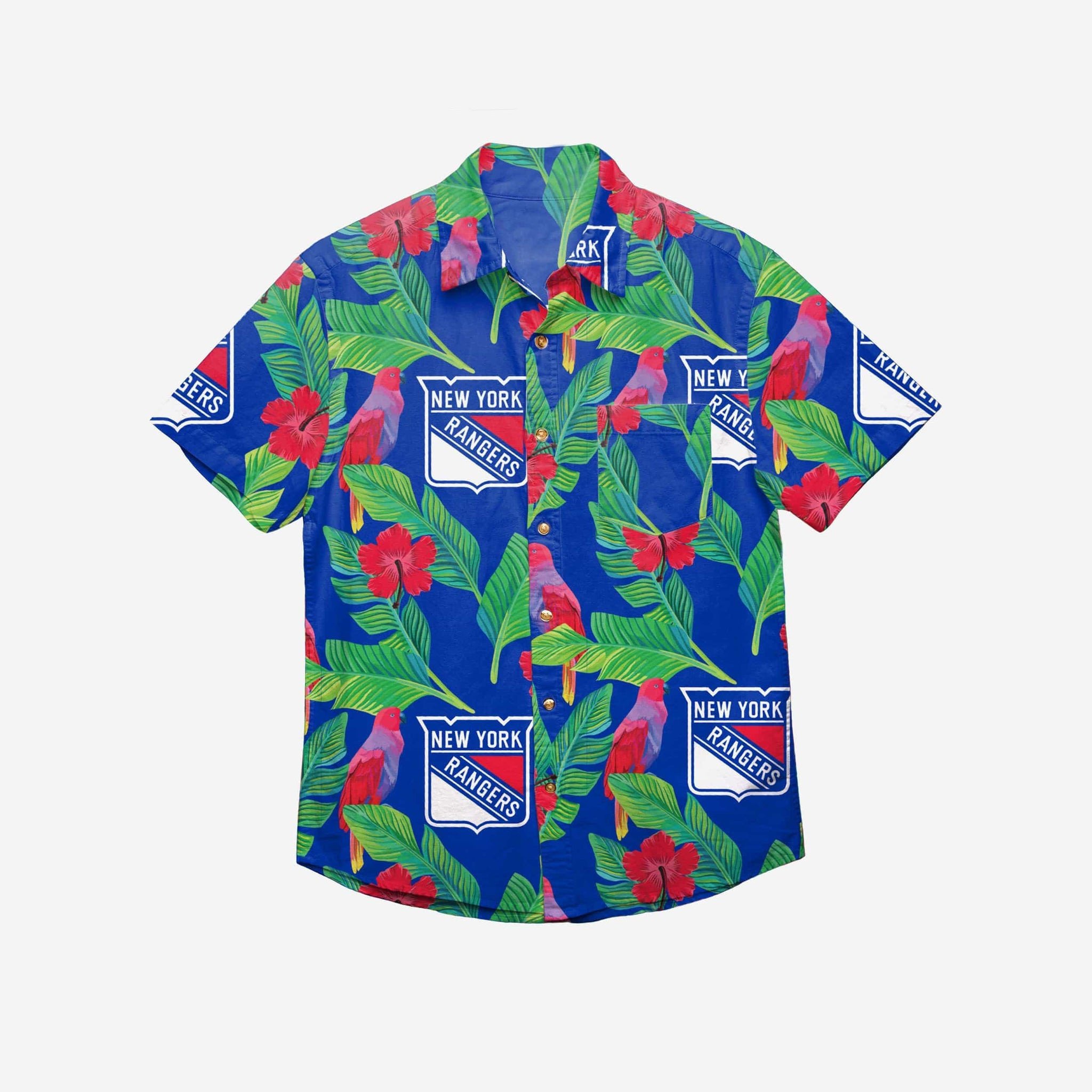 New York Rangers Floral Button Up Hawaii Shirt Ha43007