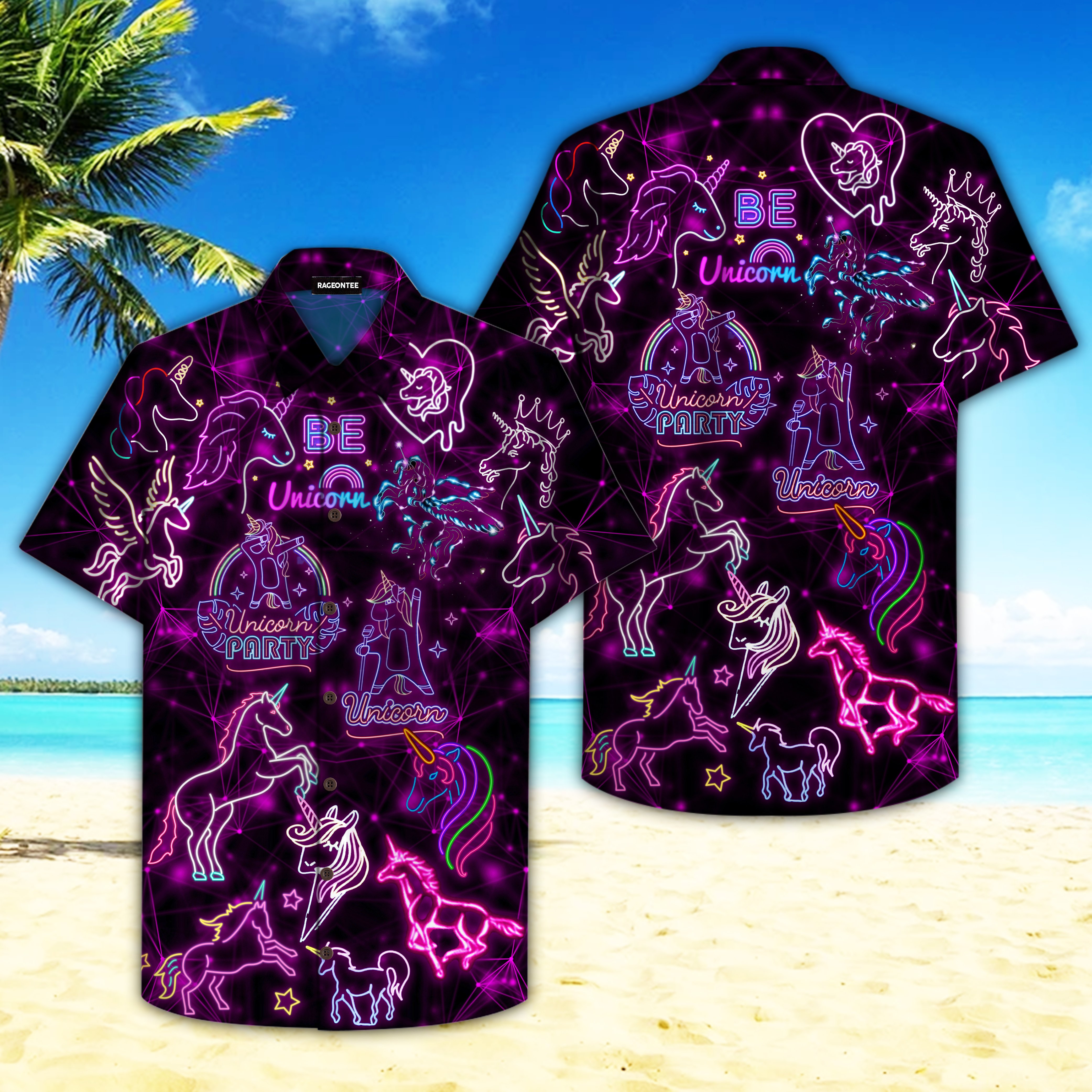 Unicorn Neon Party Hawaii Shirt Unisex Adult Ha1314