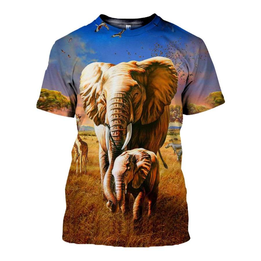 3D All Over Printed elephant T Shirt Hoodie 1512