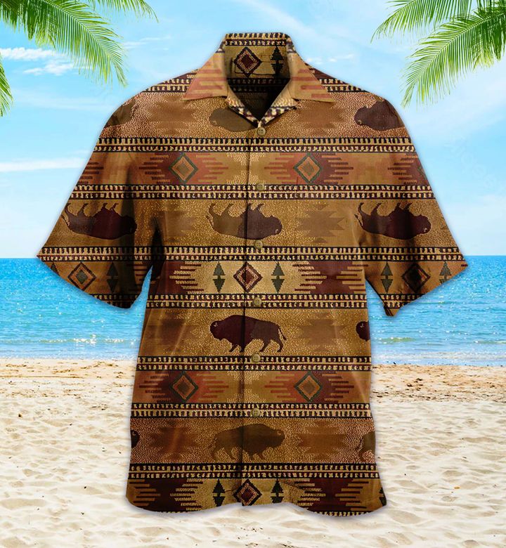 Bison Native American Brown Hawaii Shirt Ha85321