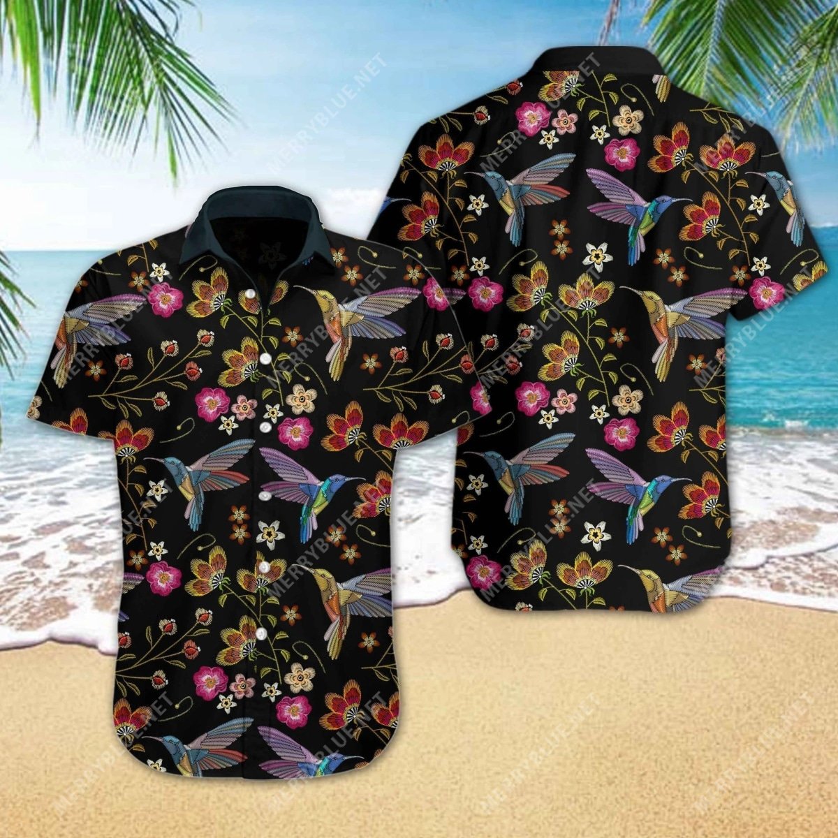 Hummingbird Embroidery Hawaii Shirt Ha45755