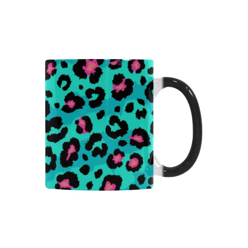 Green leopard skin print pattern Morphing Mug Heat Changing Mug