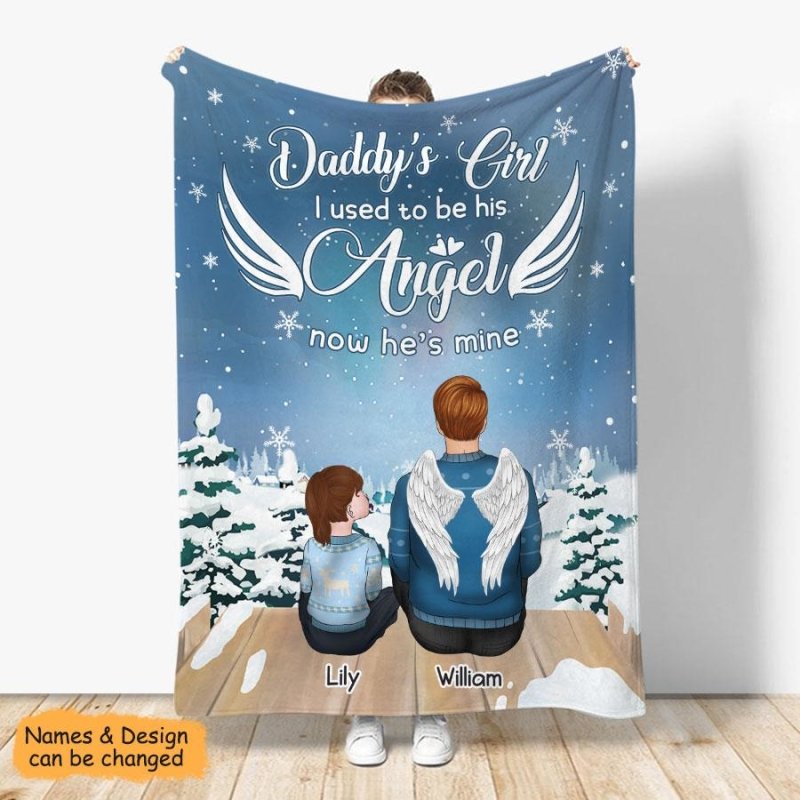 Daddy’S Girl I Used To Be Angel Winter Night Personalized Christmas Blanket