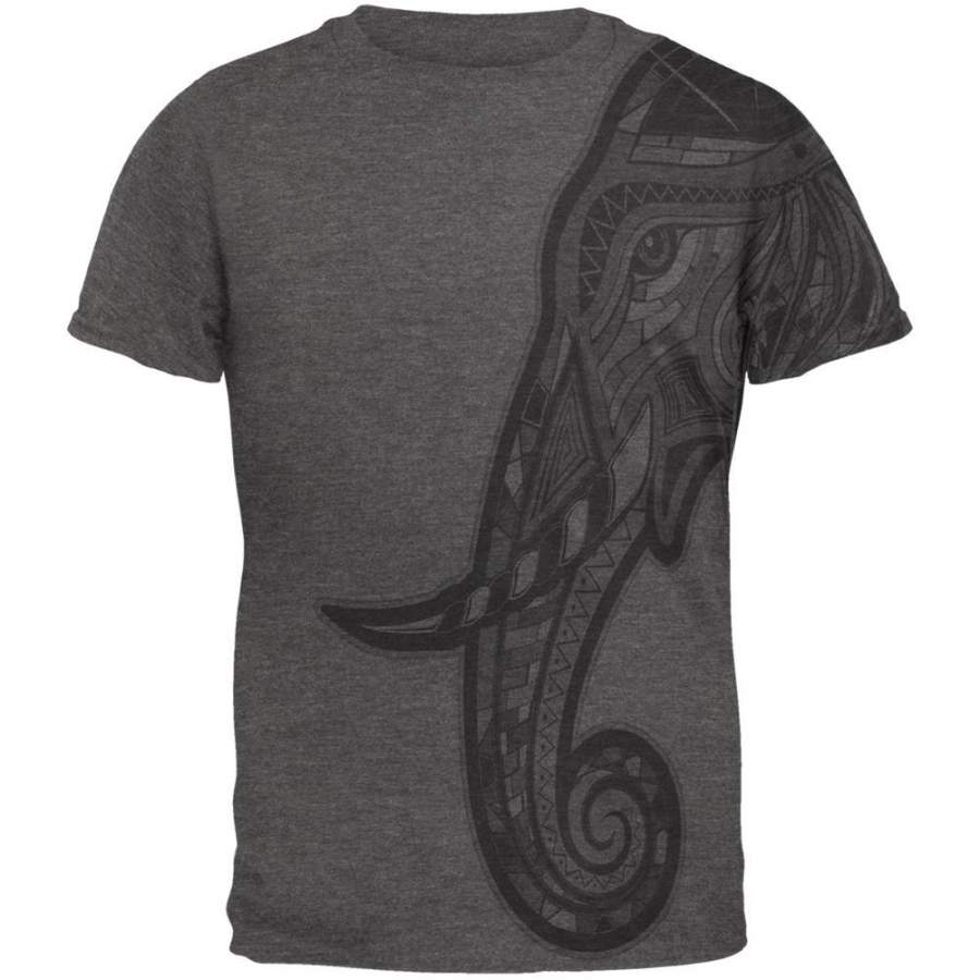 Tribal Mosaic Elephant Mens Soft T Shirt