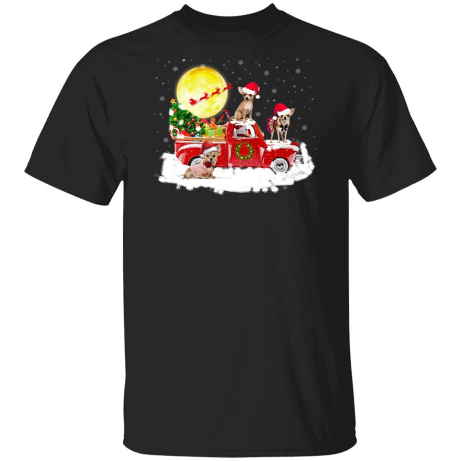 Chihuahua Riding Red Truck Xmas Merry Christmas Gifts Premium T Shirt Hoodie Shirt