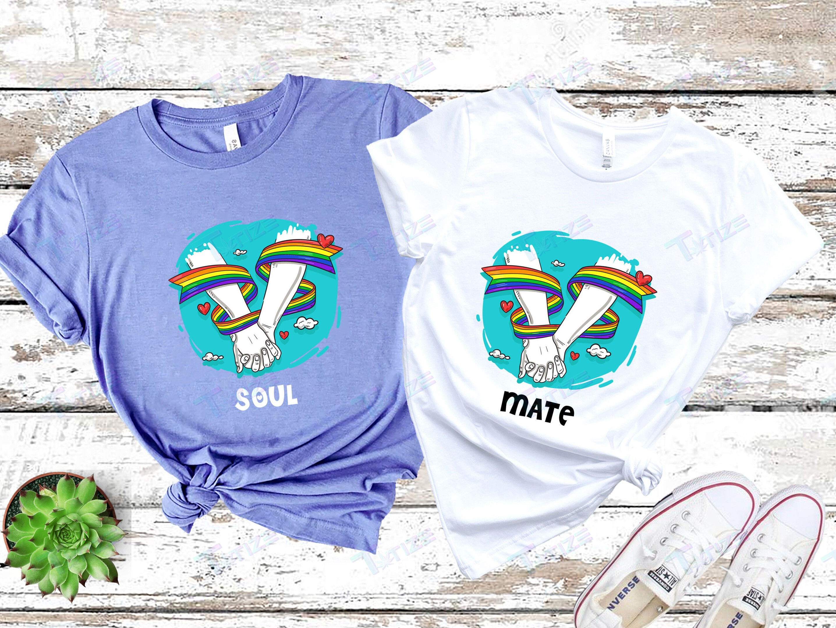 Lgbt Couple Matching Shirt Soul Mate Holding Hands Lgbt Flags Graphic Unisex T Shirt, Sweatshirt, Hoodie Size S – 5Xl