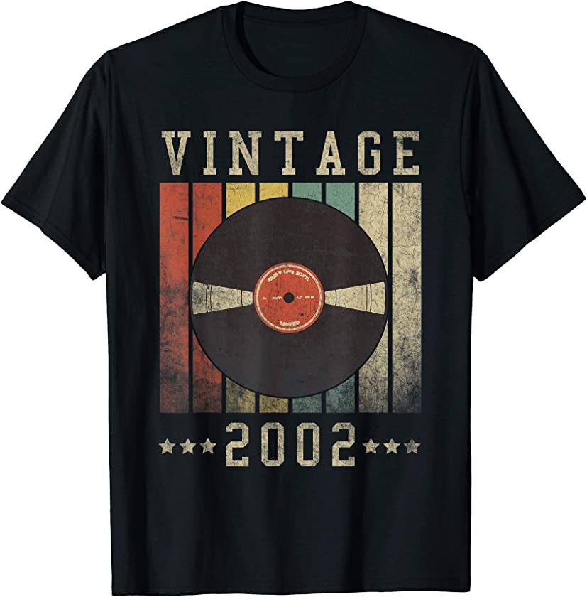 19th Vintage Vinyl 2002 Birthday Gift Retro 19 Years Old T-Shirt