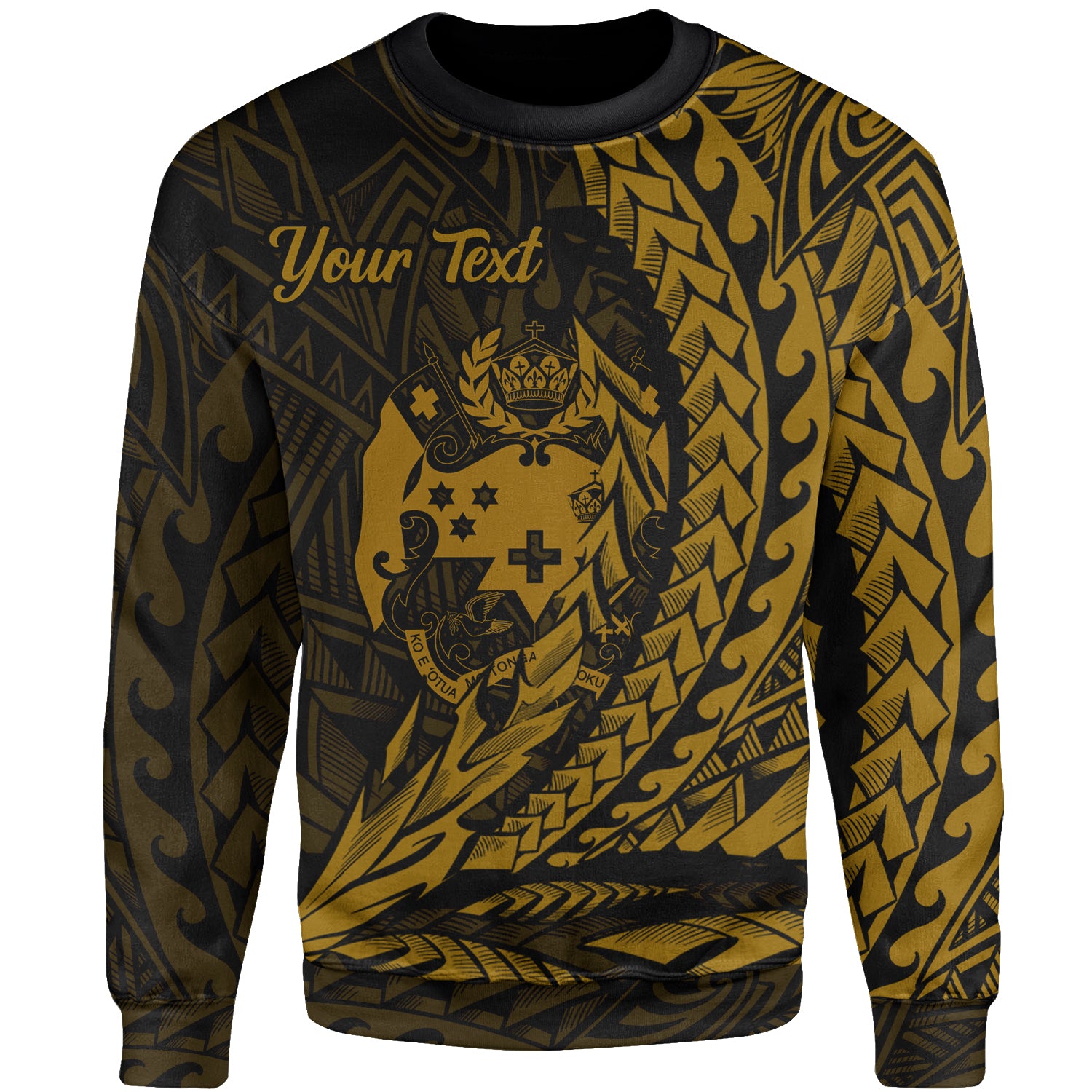 Tonga Custom Personalised Sweatshirt – Wings Style Gold Color – BN01