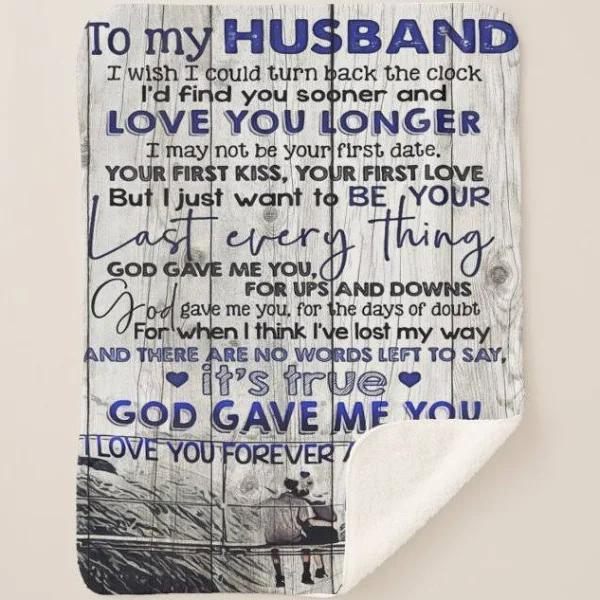 To My Husband God Gave Me You For Ups And Downs Family Decoration Fleece Blanket Gift For Husband Home Decor Bedding Couch Sofa Soft And Comfy Cozy