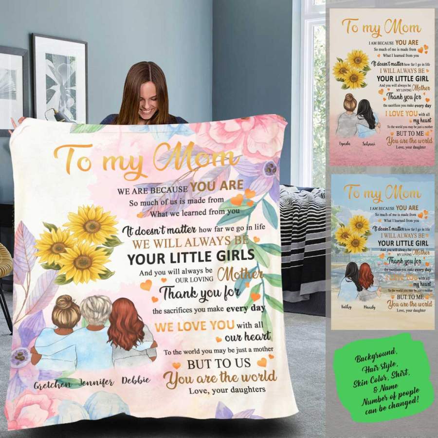 Personalized Blanket Gift For Mom To Us You Are The World