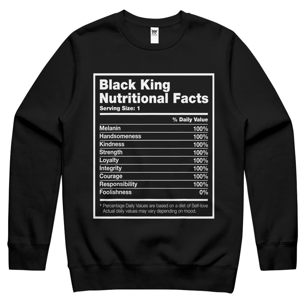 Nutritional Facts Shirt, Nutritional Facts Crewneck Sweatshirt, Black King Nutrition Facts Shirt, Black King Nutritional Facts Black History Month Crewneck Sweatshirt