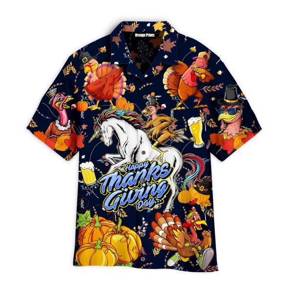 Thanksgiving Turkey Riding Unicorn Love Beer Hawaii Shirt For Men Women Ha28223