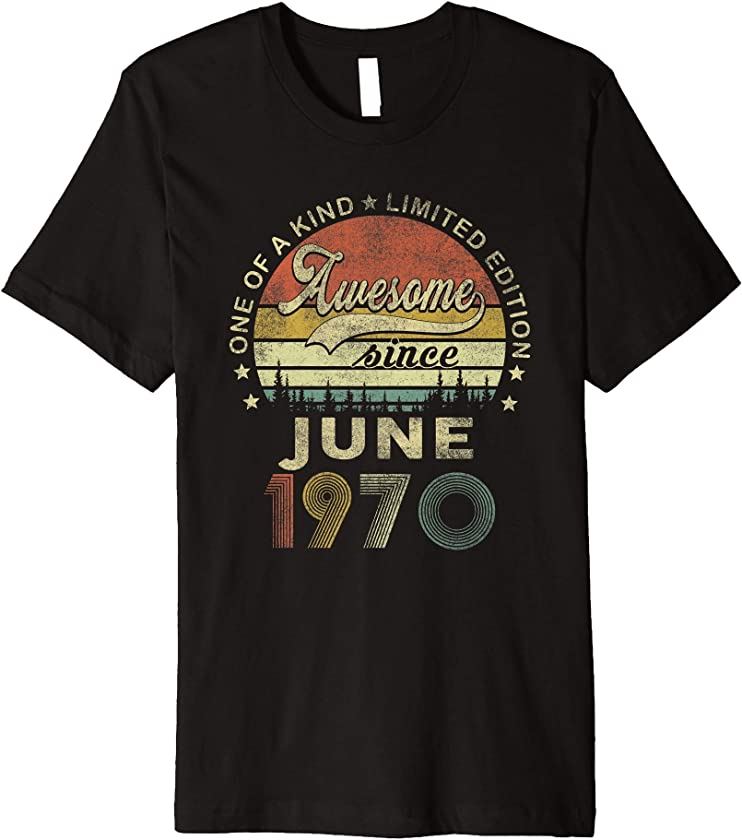 Vintage June 1970 Retro 51 Year Old 51st Birthday Idea Premium T-Shirt