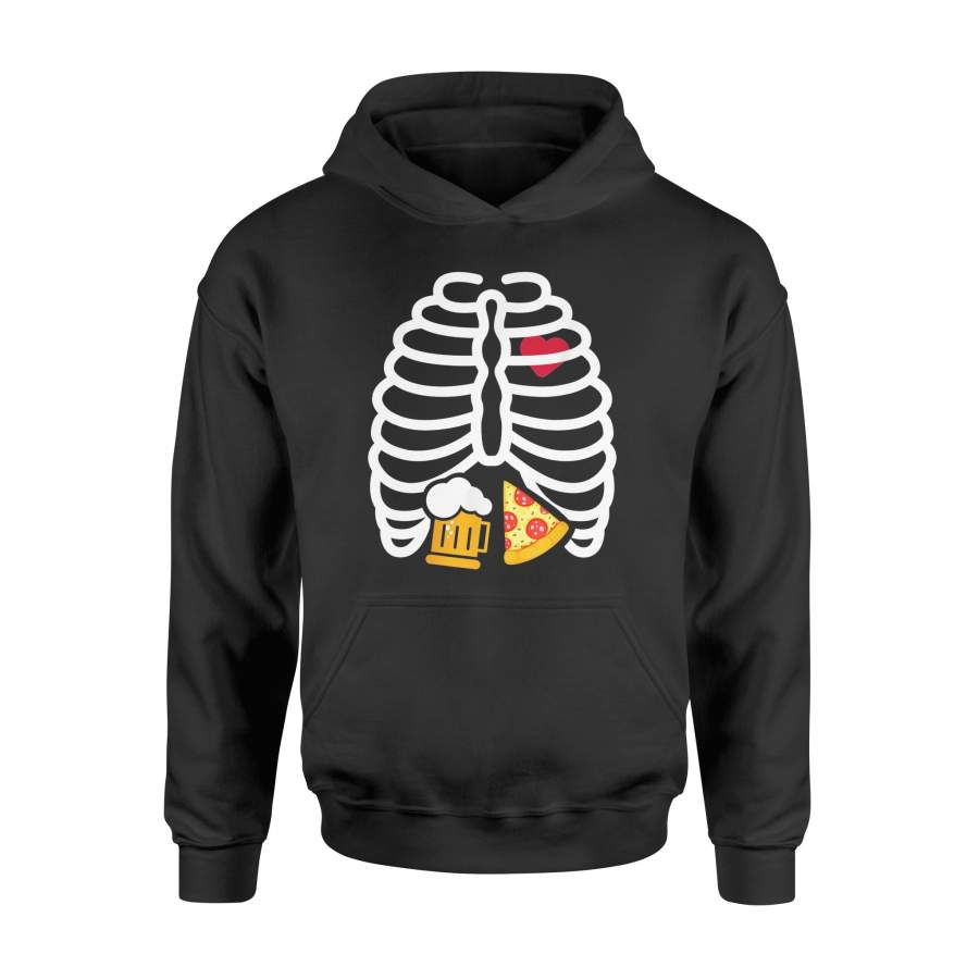 Halloween Skeleton Rib Cage Shirt Beer Pizza Funny – Standard Hoodie