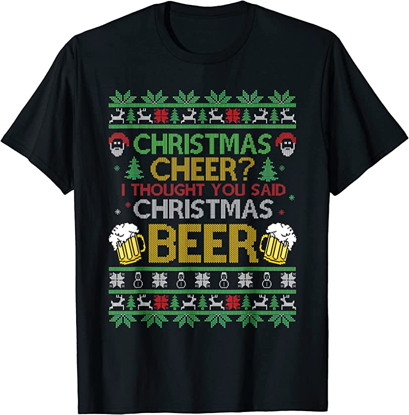 Beer Ugly Christmas Sweater Men Women Santa Drinking Party T-Shirt