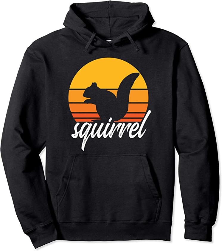 Squirrel Sunset Retro Vintage Animal Lover Squirrels Pullover Hoodie