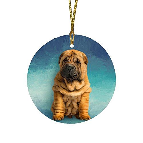 Shar Pei Puppy Round Christmas Ornament Rfpor48094