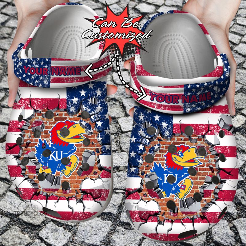 Sport Personalized KJayhawks University American Flag New Clog Shoes