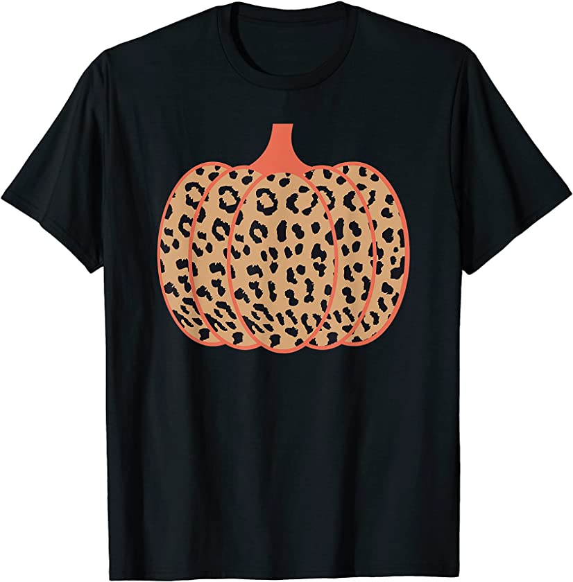 Trendy Leopard Animal Print Orange Pumpkin Fall T-Shirt