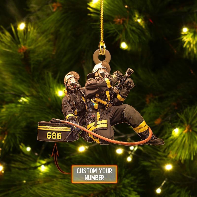 Firefighter Team Fireman Fire Department Christmas Custom Shaped Ornament