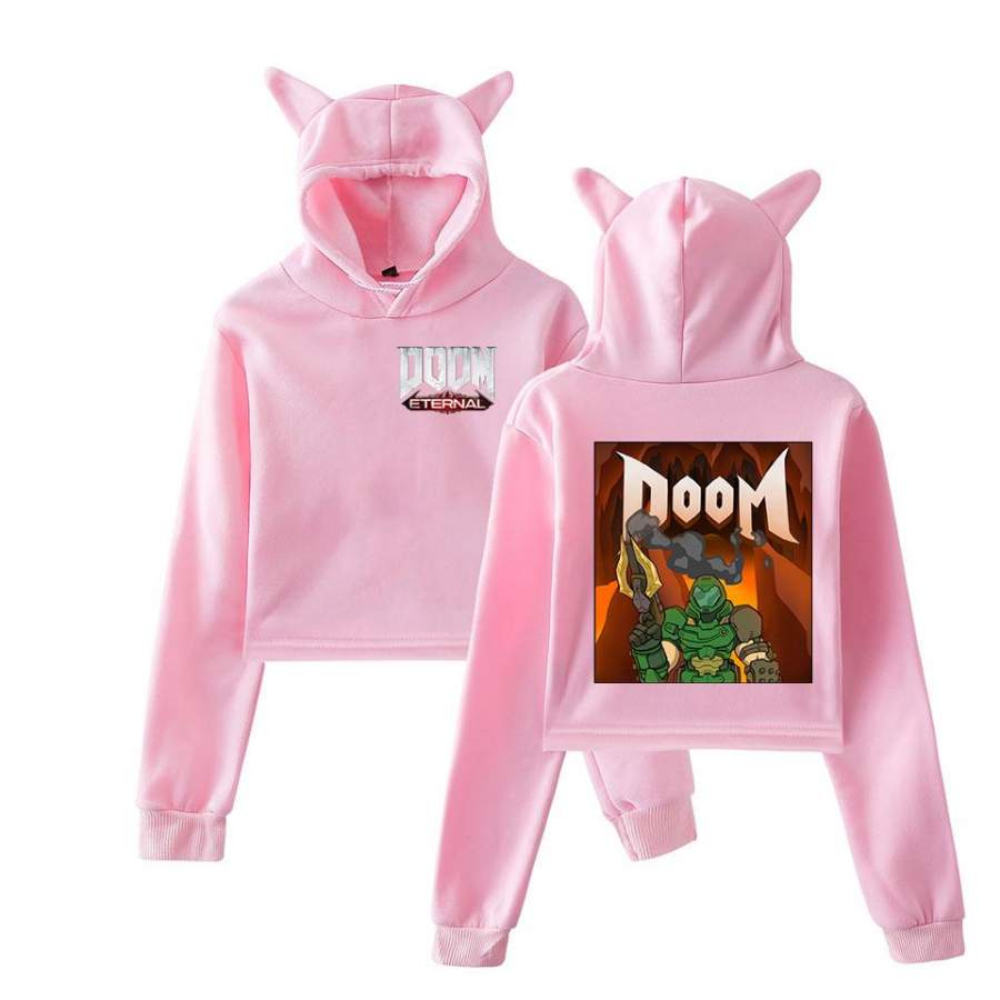 Doom Eternal Bunny Ear Hoodie for Girl Game Party Hoodie Ideal Present