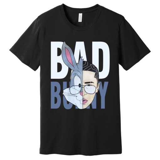 Bad Bunny 2D T Shirt For Men And Women Full Size 1 Black