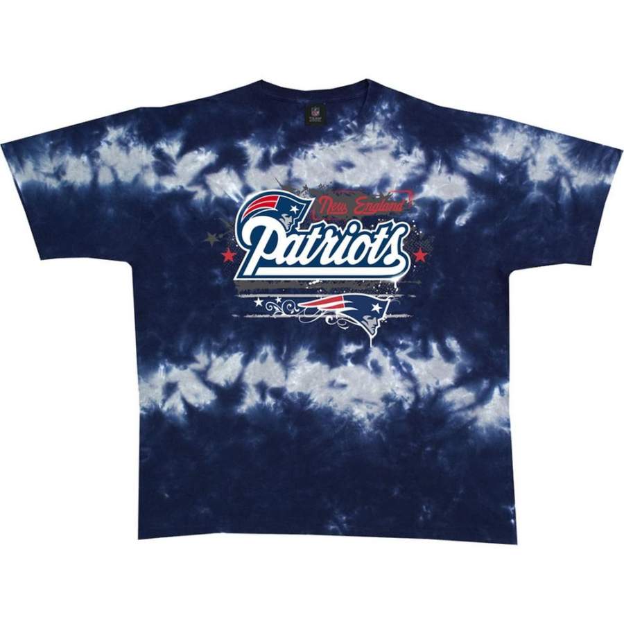 New England Patriots – Horizontal Stencil Tie Dye T-Shirt