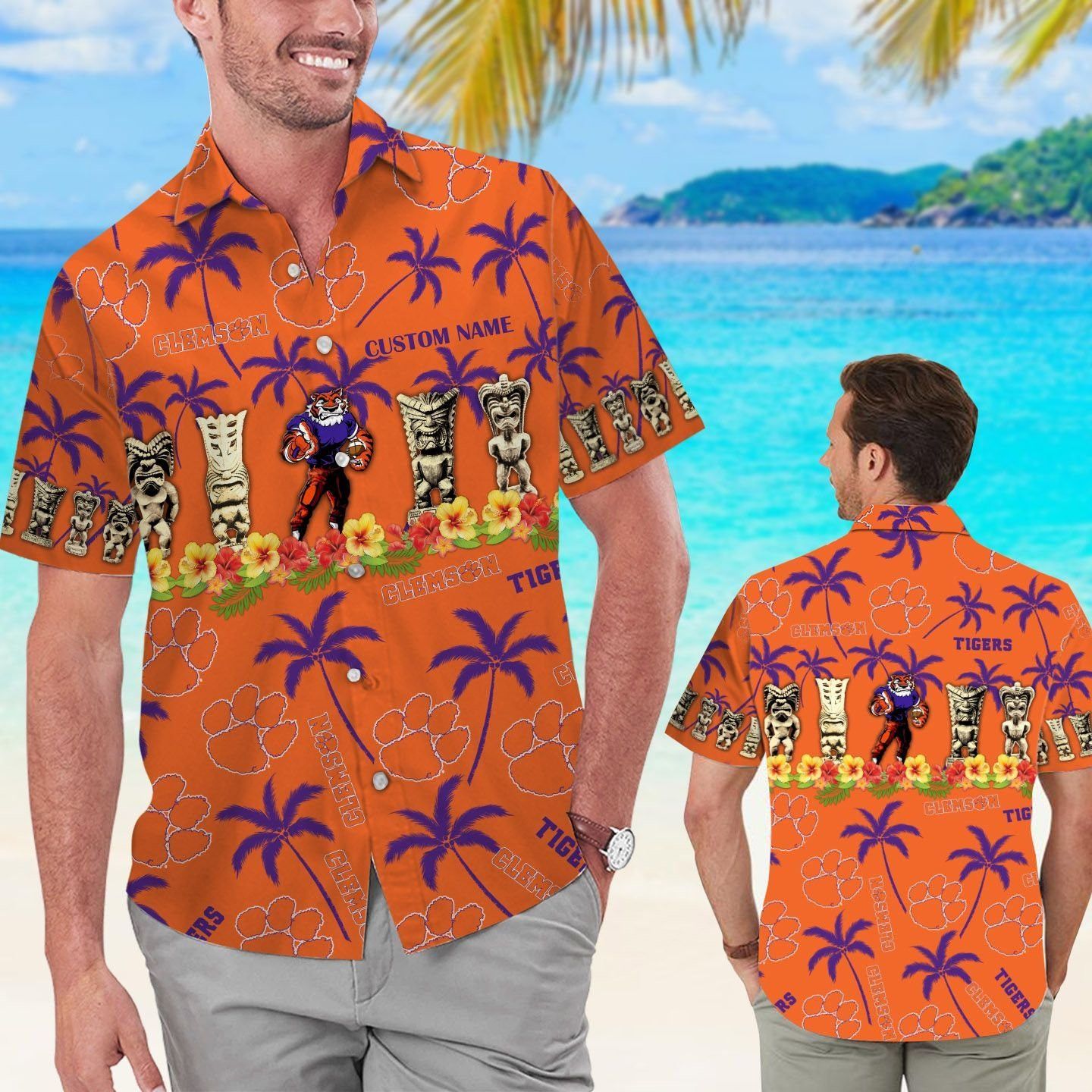 Clemson Tigers Name Personalized Tropical Hawaiian Shirts