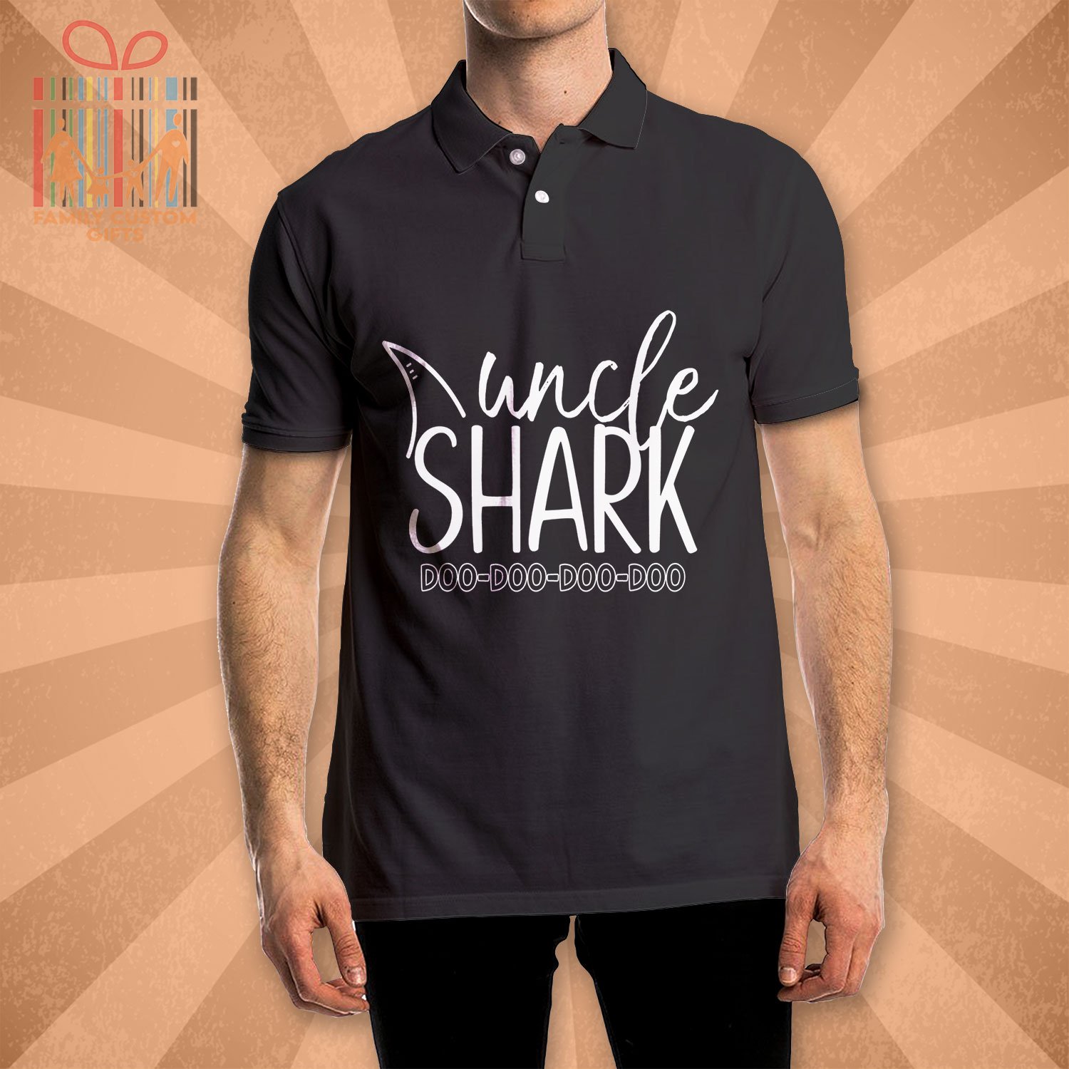 Uncle Shark Doo Doo Polo Shirts for Men Gifts Father’s Day