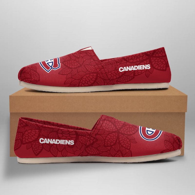 Stocktee Montreal Canadiens Flower Lace Pattern Limited Edition Toms Slip On Shoes Nla014565