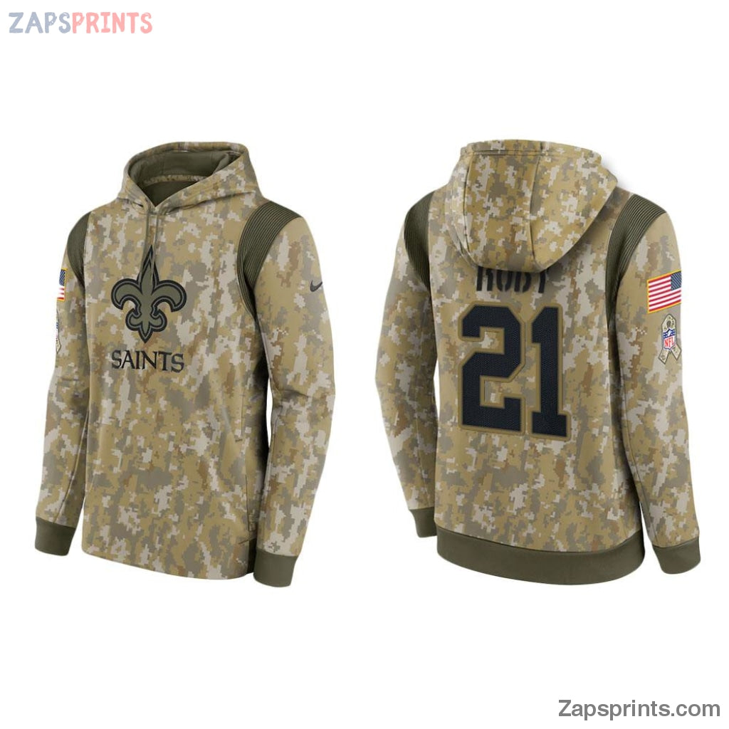 Bradley Roby New Orleans Saints Camo 2021 Salute To Service Veterans Day Therma Pullover Hoodie